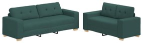 3324715 vidaXL Диван 2 pcs Зелен Ленена смесена тъкан