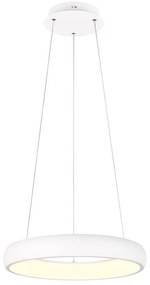 Бяло LED затъмняващо се висящо осветително тяло с метален абажур ø 46 cm Cardona – Trio