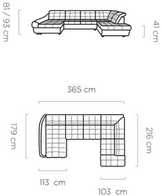 Ъглов диван Fendy XL R1-Gkri-Left