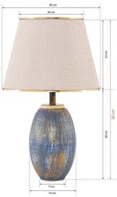 Синьо-кремава настолна лампа с текстилен абажур (височина 50 cm) Yakamoz – Opviq lights