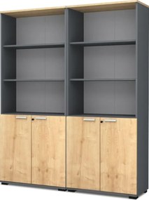 Venturo TopMebel офисна библиотека от меламин в антрацит - дъб цвят 160x40x200cm.