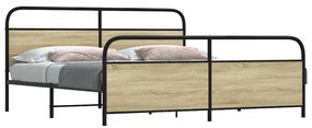 3318654 vidaXL Метална рамка за легло, без матрак, сонома дъб, 193x203 см