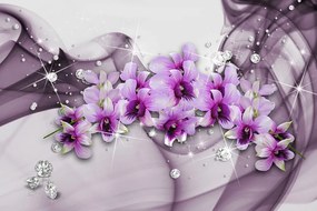 Тапет – Лилави цветя на абстрактен фон