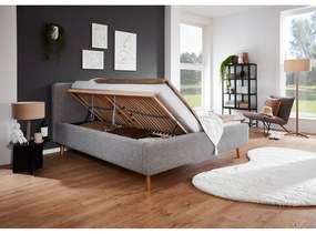 Сиво тапицирано двойно легло с място за съхранение и решетка 160x200 cm Mattis - Meise Möbel