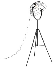 Индустриална триножна подова лампа черна 50 см регулируема - Hanze