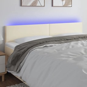3121436 vidaXL LED Горна табла за легло, кремава, 180x5x78/88 см