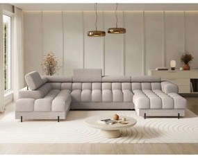 Бежов разтегателен ъглов диван от букле (ляв ъгъл U форма) Feraria – ELTAP