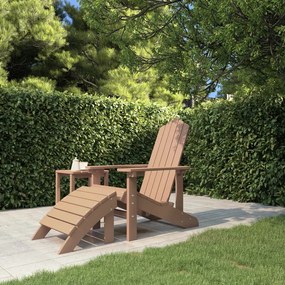 Sonata H Градински стол Adirondack с табуретка, HDPE, кафяв