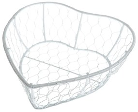 Бяла метална кошница във формата на сърце - Dakls