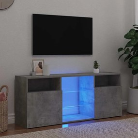 804305 vidaXL ТВ шкаф с LED осветление, бетонно сив, 120x30x50 см