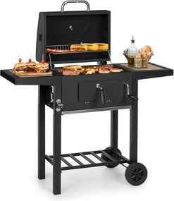 Klarstein Meat Machine, скара на дървени въглища, 45 х 32,5 см, термометър, колела, черен