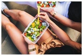 Синя кутия за обяд и закуска с прибори за хранене, , 650ml+230m Push&amp;Push - Vialli Design