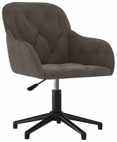 344857 vidaXL Въртящ се офис стол, тъмносив, кадифе