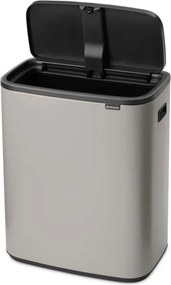 Кош за боклук Brabantia Bo Touch 1010455, 60 л, Плавно и безшумно отваряне, Голям отвор, Светлосив