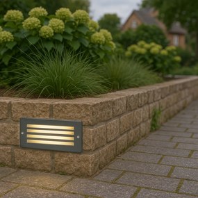 Модерна вградена лампа тъмно сива IP44 - Hurricane