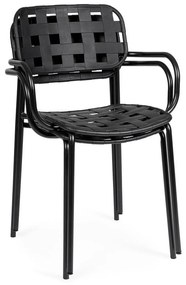 Черни градински столове в комплект от 4 бр. метални Clover – Bizzotto