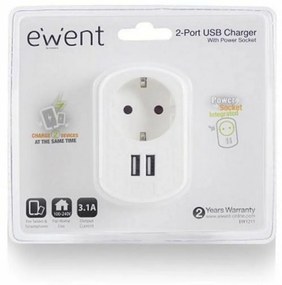 Щепсел за стена с 2 USB порта Ewent EW1211 3,1 A