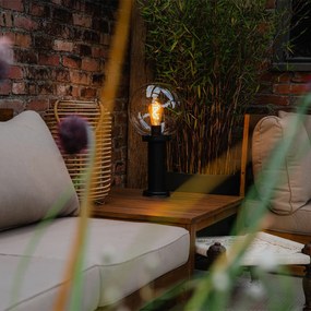 Външна подова лампа черна с прозрачен глобус 50 см IP44 - Sfera