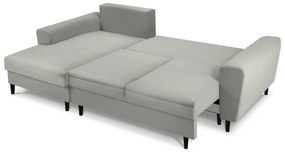 Светлосив разтегателен ъглов диван с място за съхранение от рипсено кадифе (ляв ъгъл) Kyoto – Cosmopolitan Design