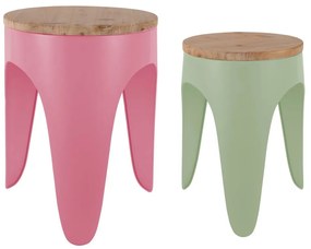 Зелени/розови метални столове в комплект 2 бр. Double Funky – Leitmotiv