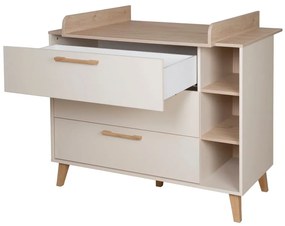 Кремав/в естествен цвят детски скрин от декор от дъб с маса за преповиване 117x103x78 cm Jil – Roba