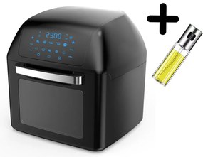 Мултифункционална фурна с горещ въздух ZEPHYR ZP 1980 AO PRO С ПОДАРЪК СПРЕЙ ЗА ОЛИО, 1500W, 12 литра, 8 приставки, 10 функции, Черен