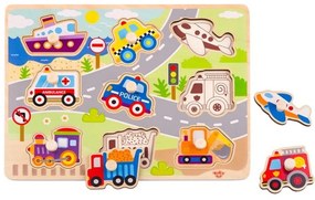 Tooky Toy - Дървена образователна дъска - Превозни средства TY860