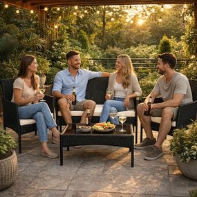 Ратанов градински комплект за сядане с масичка