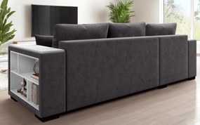 Разтегателен ъглов диван с подлакътник етажерка Мелвин Спринг S