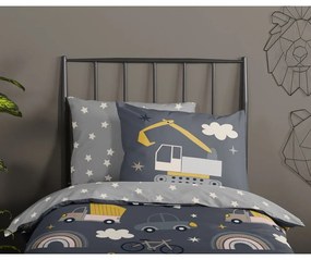 Сиво единично памучно детско спално бельо 140x200 cm Rush – Good Morning