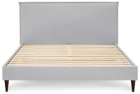 Светлосиво тапицирано двойно легло с решетка 160x200 cm Sary - Bobochic Paris