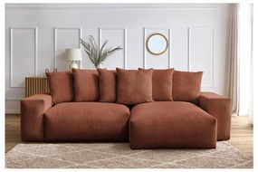 Теракотен сгъваем/с място за съхранение ъглов диван от рипсено кадифе Voltaire – Bobochic Paris