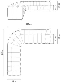 Шенилов модулен ъглов диван в тухлен цвят Lupine – Micadoni