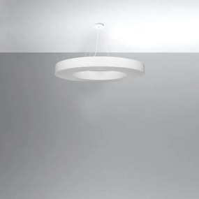 Бяло висящо осветително тяло с текстилен абажур ø 90 cm Galata Slim – Nice Lamps
