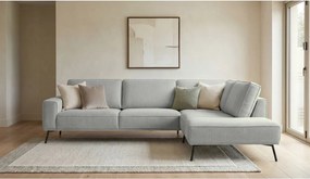 Светлосив шенилов ъглов диван (десен ъгъл/L форма) Amsterdam – Scandic
