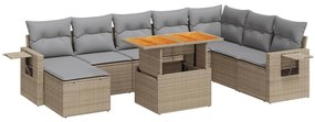 3327188 vidaXL Градински комплект диван с възглавници 9 части бежов полиратан