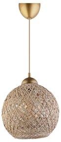 Бежово и златисто висящо осветително тяло с абажур от юта ø 24 cm – Opviq lights