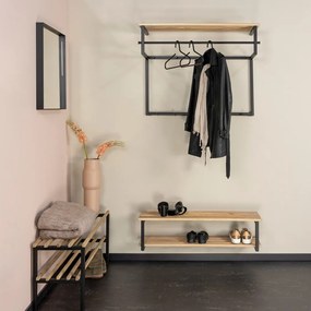 Метална закачалка за стена в черно-природен цвят с рафт Rizzoli - Spinder Design