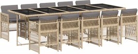 3210936 vidaXL Градински комплект с възглавници, 11части, бежов микс полиратан