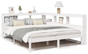 3324333 vidaXL Легло с етажерка за книги, без матрак, 135x190 см, бор масив