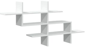 853263 vidaXL Стенен рафт, бял, 124,5x18x60,5 см, инженерно дърво