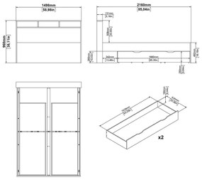 Двойно легло от дъбов декор с място за съхранение без ламелно дъно в естествен цвят 140x200 cm Ikast – Tvilum