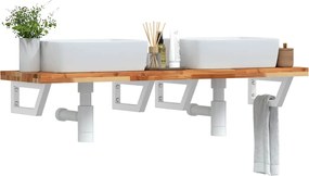 3302758 vidaXL Стенен рафт за мивка, стомана и масивно дърво акация