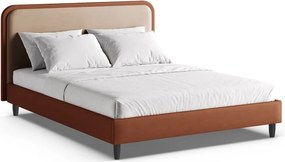 Двойно легло тапицирано с включена подматрачна рамка в тухлен цвят 140x200 cm Aveline – Micadoni