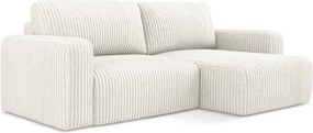 Кремав сгъваем/с място за съхранение ъглов диван от рипсено кадифе (десен ъгъл) Kona – Makamii