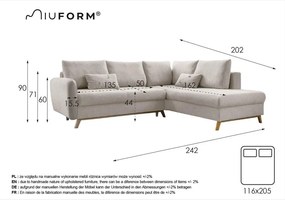 Бежов ъглов разтегателен диван десен ъгъл Scandic Lagom - Miuform