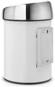 Кош за боклук Brabantia Touch Bin 647216, 3 л, Плавно и безшумно отваряне, Стенен монтаж, Бял