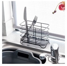 Черно телено устройство за отцеждане на прибори за хранене , 18,5 x 8,5 x 13 cm - Addis