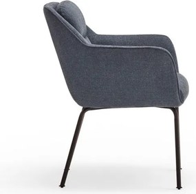 Син тапициран трапезен стол с подлакътници Sadira – Teulat