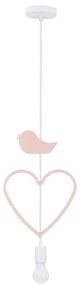Детски полилей на кабел HEART 1xE27/20W/230V розов/бял